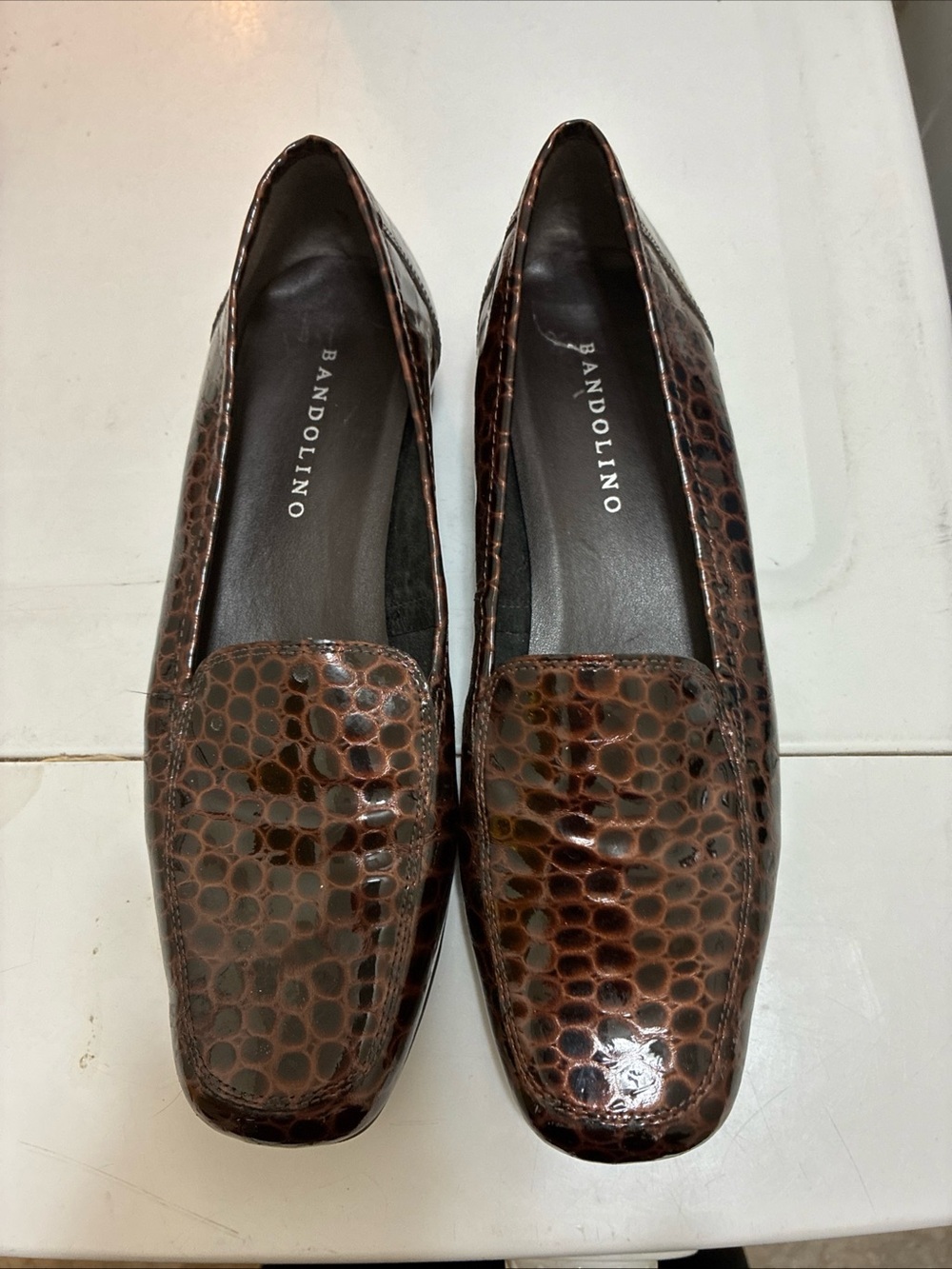 Bandolino Brown Croc-Embossed Slip-On Loafers